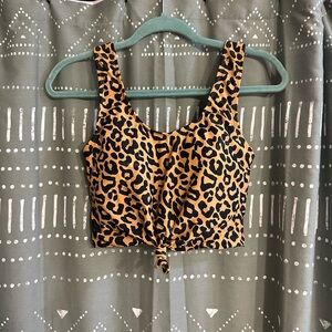 Coral Reef Leopard Print Women's Swim Top
